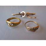 One antique gold ring (a/f),