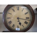 Small late 19th or early 20th Century circular oak cased dial clock with painted Roman numerals and