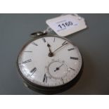 19th Century silver cased open face pocket watch,