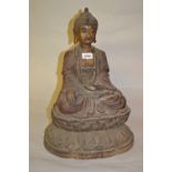 Cast iron figure of seated Buddha