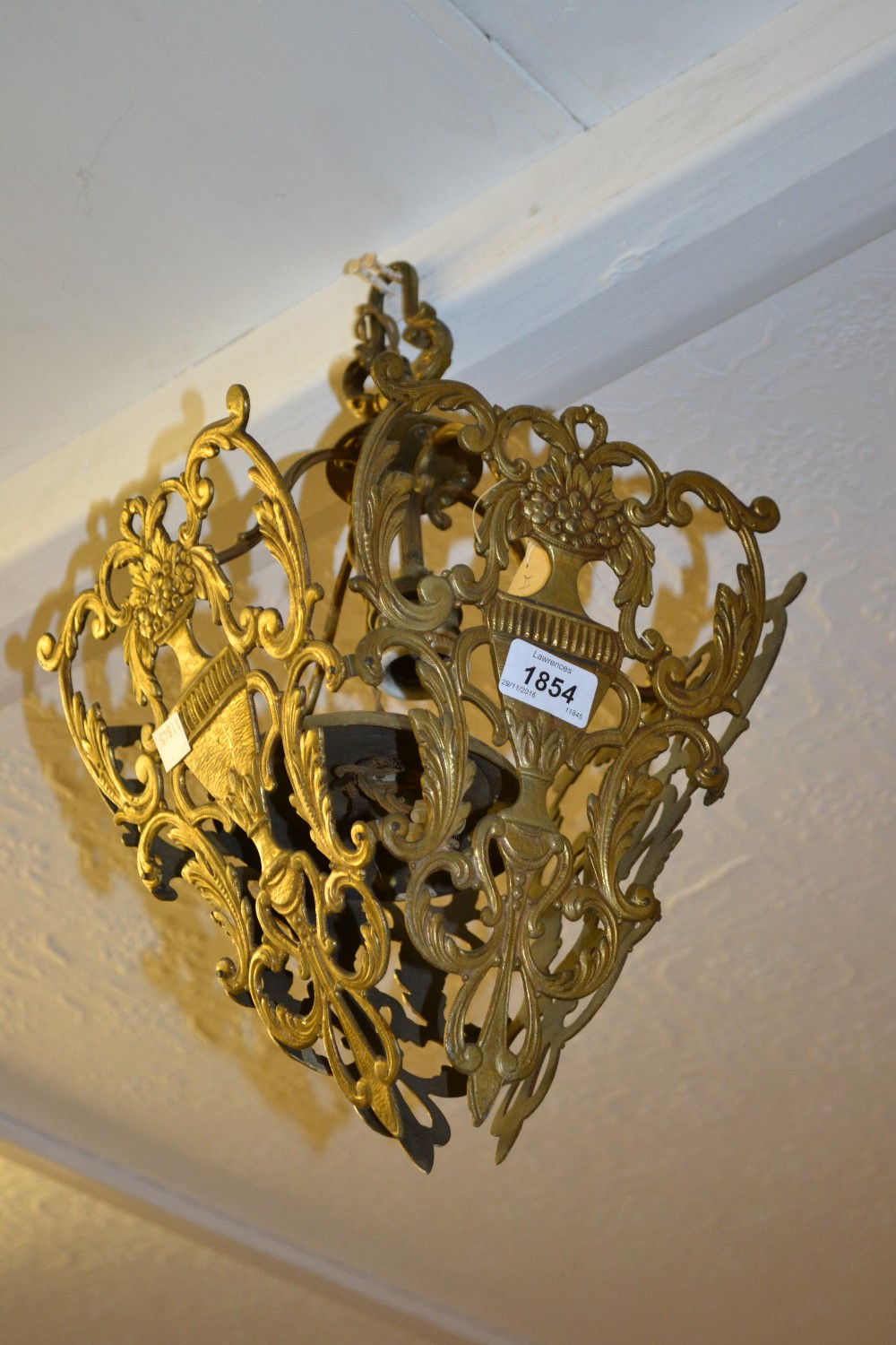 Early 20th Century brass hall lamp - Image 2 of 2