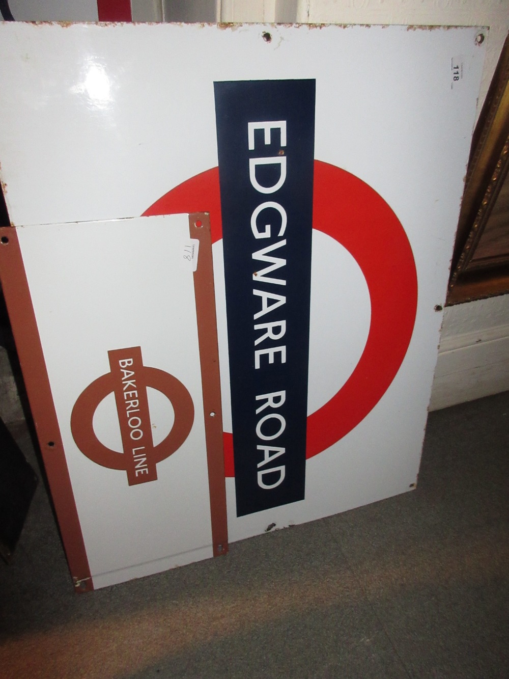 Two enamel Underground signs,