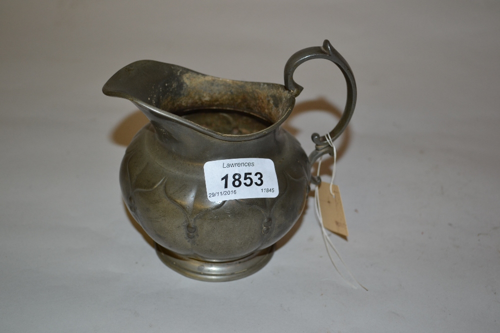 Small 19th Century pewter milk jug, marked R. Broadhead and Co.