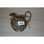 Small 19th Century pewter milk jug, marked R. Broadhead and Co.