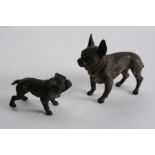 A SMALL LATE 19TH CENTURY CONTINENTAL COLD PAINTED BRONZE FIGURE OF A BULLDOG, and another similar