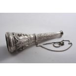 A LATE 19TH CENTURY SIAMESE POSY HOLDER chased & embossed, with dancing figures & pierced work
