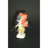MEISSEN BULLFINCHES a pair of Bullfinches, also modelled with leaves and flowers. Signed, Erich