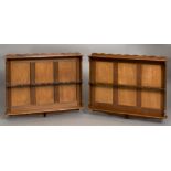 COTSWOLD SCHOOL, PAIR OF WALL SHELVES - OLIVER MOREL made in mahogany and walnut, the central