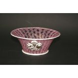 VENINI LATTICINO GLASS BOWL a circular bowl with a flared rim, with an elaborate pink spiral twist