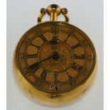 A LATE 17TH CENTURY GOLD PAIR CASED POCKET WATCH BY CHRISTOPHER GOULD the signed gold dial with