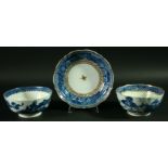 A SMALL COLLECTION OF CAUGHLEY PORCELAIN c. 1780 - 1790, various blue and white designs comprising