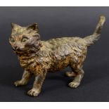 COLD PAINTED BRONZE CAT INKWELL - BERGMAN probably by Franz Bergman, the head on a hinge with a