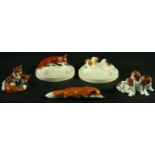 FOX AND HOUND, TWO ROYAL WORCESTER ASHTRAYS, by Doris Lindner, models 2873 and 2873, date ciphers