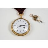 AN EARLY 19TH CENTURY GOLD PAIR CASED POCKET WATCH the white enamel dial with Roman numerals, the