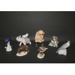 NYMPHENBURG PORCELAIN BIRD & OTHER ANIMAL FIGURES a Nymphenburg porcelain bird figure, also with a