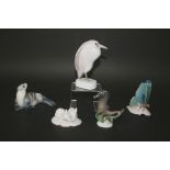 ROSENTHAL ANIMAL FIGURES 5 various figures including a Seahorse, Seal, Dragonfly, Two Mice, and a