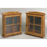 COTSWOLD SCHOOL, PAIR OF DISPLAY CABINETS - OLIVER MOREL a pair of oak glazed cabinets, inlaid