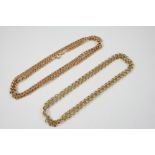 A 9CT. GOLD CURB LINK NECKLACE 60cm. long, 19 grams, together with a 9ct. gold circular link