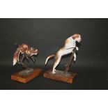 ALBANY FINE CHINA - FOX & FOXHOUND two porcelain and metal figures of a Fox and a Foxhound, both