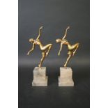 PAIR OF ART DECO FIGURES a pair of almost identical gilt bronze figures of ladies, each lady