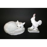 HEUBACH PORCELAIN ARCTIC FOX a large model of an Arctic Fox, with its tail wrapped around its