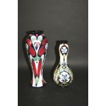 LARGE MOORCROFT VASE - RACHEL BISHOP a slender vase with a floral design, made in 2007 and with it's