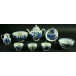 A COLLECTION OF WORCESTER PORCELAIN c. 1770 - 1780, printed and painted in a variety of patterns.