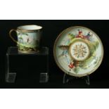 A SPODE COFFEE CAN AND SAUCER early 19th Century, painted in pattern 1579 with chinoiserie scenes of