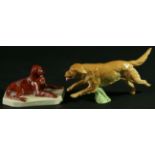 A ROYAL WORCESTER FIGURE OF A SETTER, by Doris Lindner, model 2871, date cipher for 1932, puce