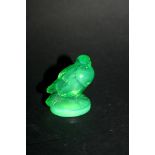 R LALIQUE - BIRD SEAL an opalescent and green Bird seal, etched mark R Lalique, France. 2ins (
