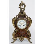 A LOUIS XV STYLE BOULLE MANTEL CLOCK 4" enamel dial on a brass movement stamped Ettienne Maxant