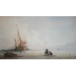 WILLIAM DAVISON (Fl.1813-1843) A COASTAL SCENE WITH FISHERFOLK Signed and dated 1831, watercolour 17