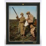 A COLOUR PHOTOGRAPH PORTRAIT OF LADY KATHLEEN BELHAVEN out on Dudwick Moor with Noble, Head