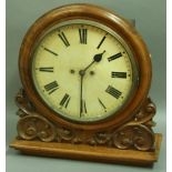 A WALNUT CASED WALL CLOCK, 19th century, with painted 11" dial on a brass twin fusee movement