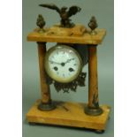 A FRENCH MARBLE AND GILT BRASS MOUNTED PORTICO CLOCK, the enamelled dial inscribed 'St L?/JUST',