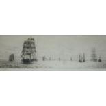 WILLIAM LIONEL WYLLIE, RA (1851-1931) FOUR MASTERS SETTING SAIL Etching, signed in pencil 10.5 x