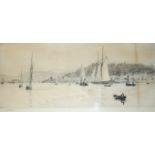 WILLIAM LIONEL WYLLIE, RA (1851-1931) YACHTS IN A CALM OFF OBAN, ARGYLL Etching, signed in pencil 16