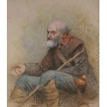 GEORGE GOODWIN KILBURNE (1839-1924) THE BEGGAR Signed, watercolour and pencil, a study 17.25 x 15cm.