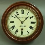 A MAHOGANY CASED WALL CLOCK, late 19th century, the 7" painted dial inscribed Amerer. Kuss Co.