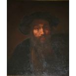 AFTER REMBRANDT HARMENSZ. VAN RIJN (1606-1669), 19th Century A BEARDED MAN IN A CAP Oil on canvas 60