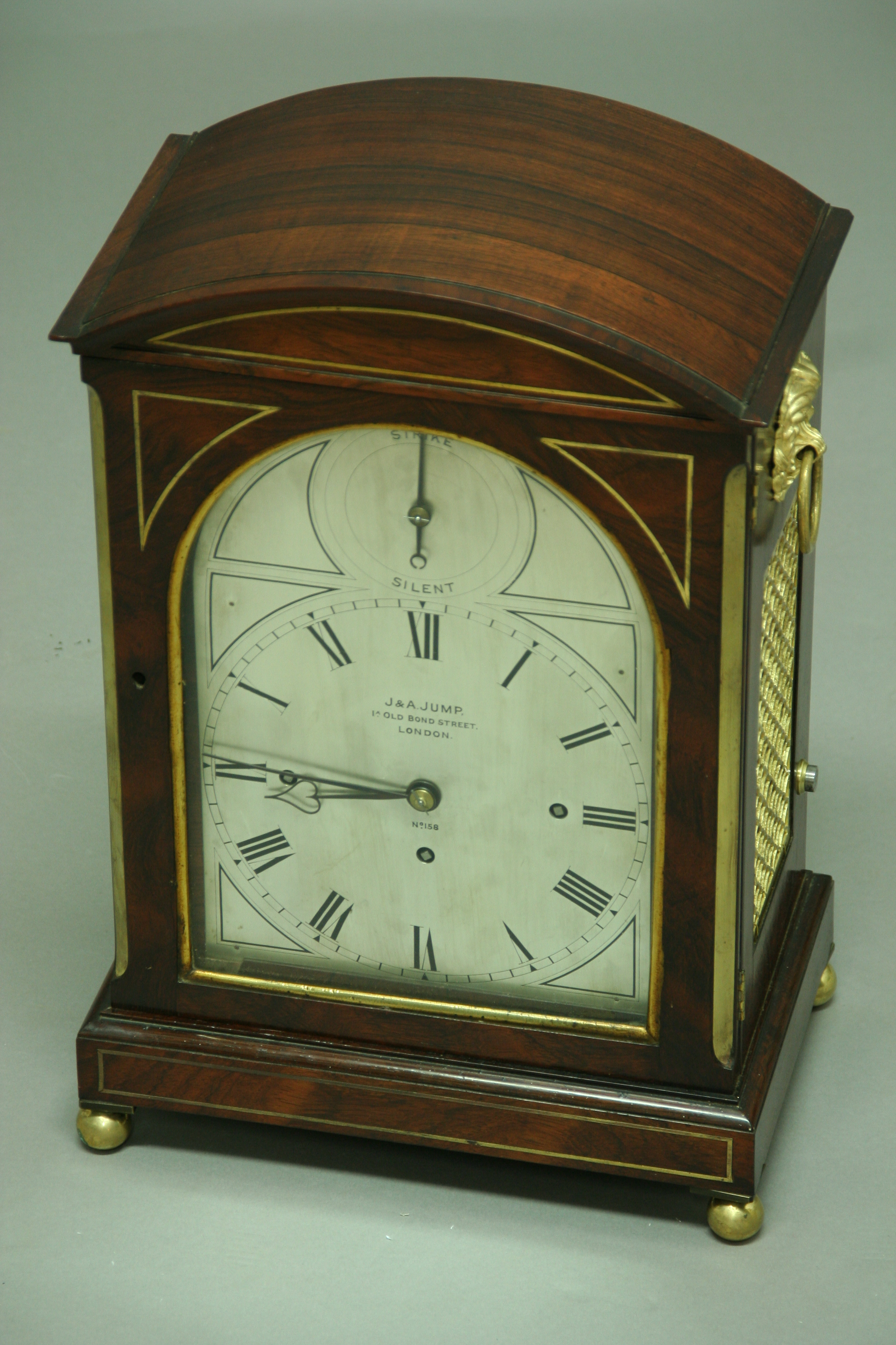 A J. & A. JUMP BRACKET CLOCK mid-late 19th Century with brass triple chain fusee movement chiming