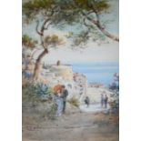 EMMANUEL COSTA (1833-1921) LA TOUR BELLANDA, NICE Signed, watercolour and pencil 38 x 26cm. ++