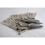 SIXTEEN MODERN PISTOL HANDLED TABLE KNIVES and seventeen side knives (stainless steel blades), all