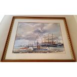 Greenwell: Watercolour of Ships in Port