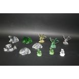 BACCARAT & LALIQUE GLASS ANIMALS including two larger Baccarat glass Frogs, 2 Baccarat Tortoises,