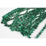 EIGHT ASSORTED MALACHITE NECKLACES