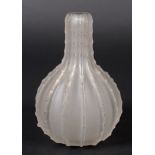 LALIQUE VASE - DENTELE a frosted glass vase with vertical ridges running from the rim to the base.
