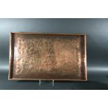 KESWICK ARTS & CRAFTS TRAY - MAWSON a rectangular copper tray with a hand beaten finish and designed