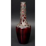 SILVER MOUNTED ART POTTERY VASE - CONTINENTAL possibly by Delphin Massier (mark difficult to
