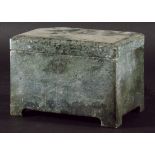 CHINESE NEPHRITE BOX AND COVER, of archaistic rectangular form on short legs, height 10.5cm, width